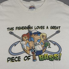 Hanes T-Shirt Men’s XL White Fishing Joke Funny Babe 100% Cotton Vintage Y2K