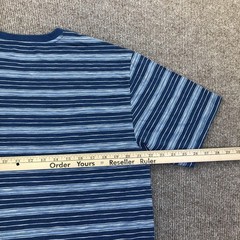 Lucky Brand Shirt Mens Medium Blue Stripe Tee Tagless Cotton Jersey Sample