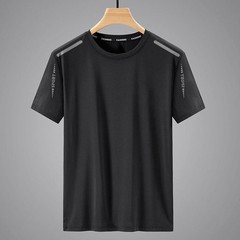 Short Sleeve Top Ice Silk Tee Lightweight Summer Wear Medium Stretch Loose Fit