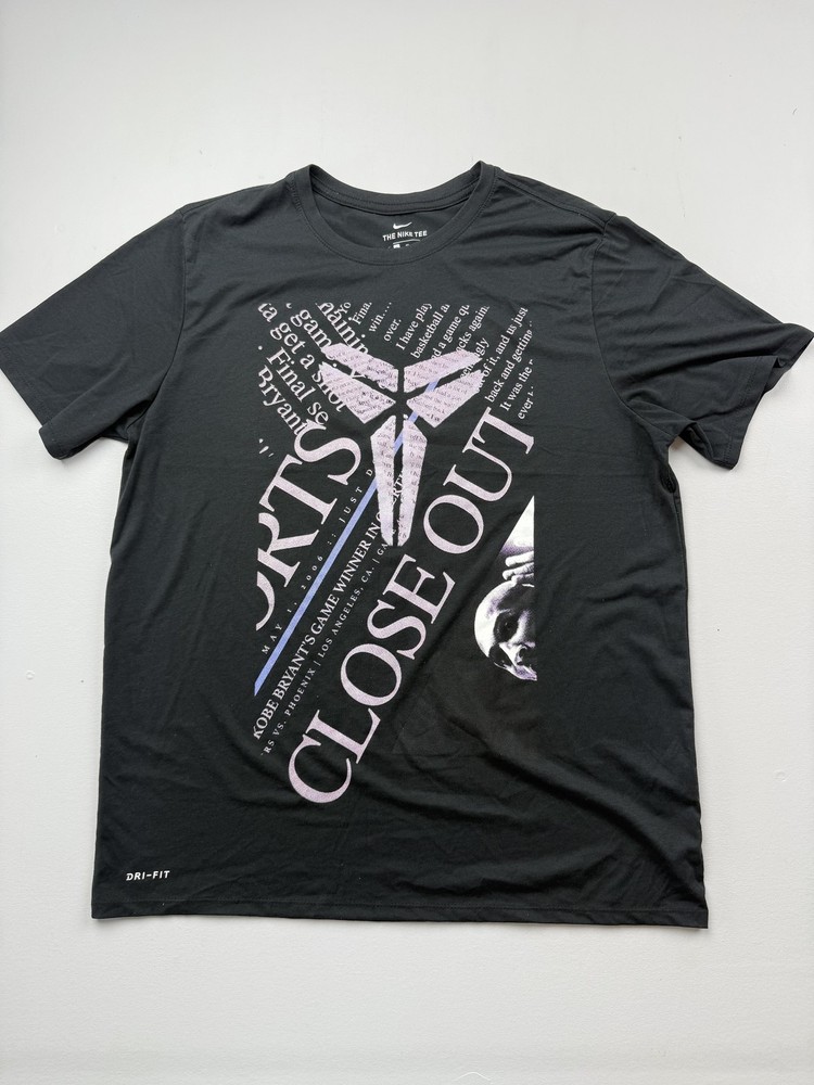 Nike Shirt Mens XL Black Kobe Bryant Close Out Graphic Dri-Fit Tee Basketball