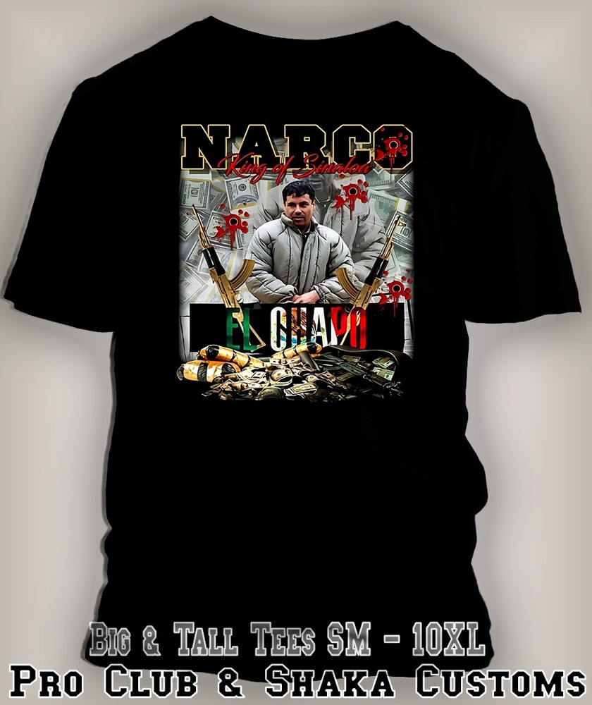 El Chapo King Graphic Sneaker Tee Shirt To Match J”s Jump Man Pro Club Shaka T