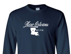 New Orleans Louisiana State T-Shirt Long Sleeve Graphic Tees Unisex Apparel