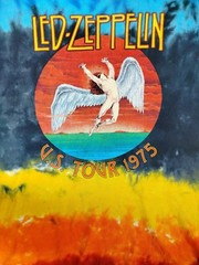 Led Zeppelin Shirt Mens Medium Multicolor Tie Dye U.S. Tour 1975 Band Tee