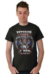 Veteran American Flag Patriotic Military Mens Casual Crewneck T Shirts Tees