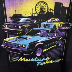 Ford Road Trip T-Shirt Mens XL Black Retro Santa Monica Mustang Fever Graphic