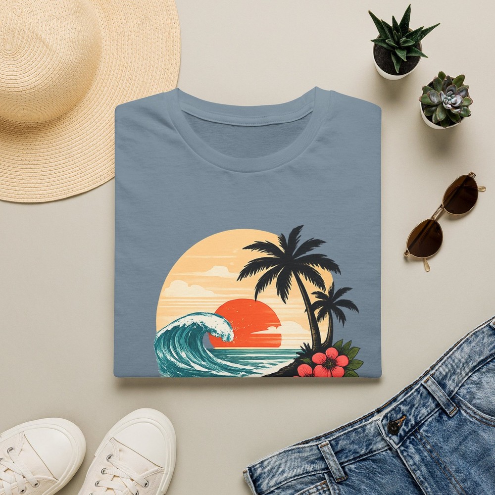 Maui Hawaii Retro Sunset Wave T-Shirt | Palm Tree Beach Tee