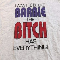 Vtg 90s I Want To Be Like Barbie T Shirt Single Stitch L Gray Licensed USA EUC