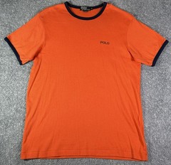 Vintage Polo Ralph Lauren Orange T Shirt Ringer Tee Ribbed Mens XL Y2K 90s