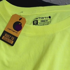 Carhartt Mens Loose Fit Long Sleeve Yellow Work Crew T-Shirt 3XL NWT
