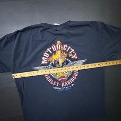 Harley Davidson T Shirt Mens XL Black Motor City Guitar Y2k Biker Fade Flames