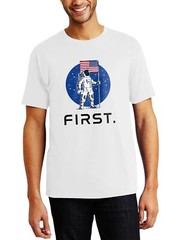 Hat and Beyond Mens Organic Cotton American Heart First Place on Moon T-Shirt