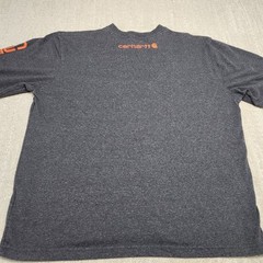 Carhartt Shirt Men Large K231 Long Sleeve Spellout Workwear Blue Collar Gray