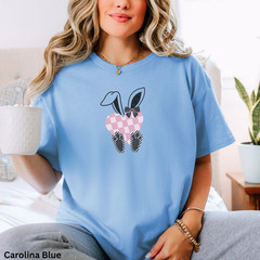 Pink Checkered Bunny Shirt, Cute Easter Tee, Rabbit Top