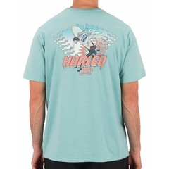 Hurley Mens Large Broken Jade Heather Off The Top Skeleton Surfer Graphic Shirt