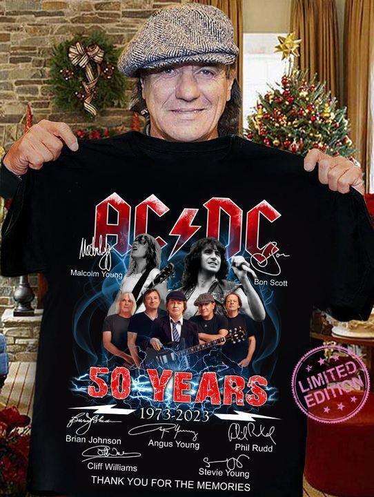 Ac dc 50 years 1973-2023 thank you for the memories shirt