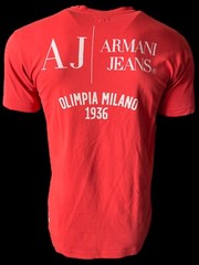 ARMANI JEANS mens designer t-shirt coral colour limited regular size M