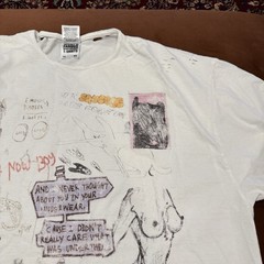 Shaka Wear XL Heavyweight Art Sketch Graphic Tee Distressed Drop Shoulder White