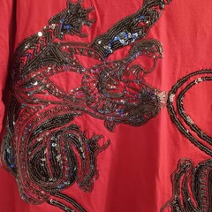Men Large Red Sean John Sequined Y2K Panther Tee Art To Wear Dopamine Streetwear