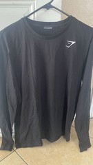 Gymshark Men’s Black Solid Logo Crew Neck Long Sleeve T-Shirt Size M