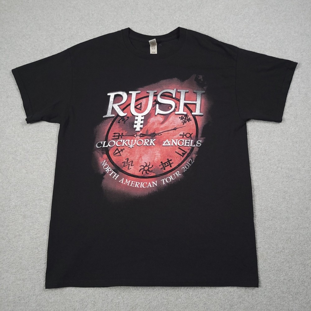 Rush Clockwork Angels Tour Shirt Men Large Black 2012 Big Logo Rock Band Tee