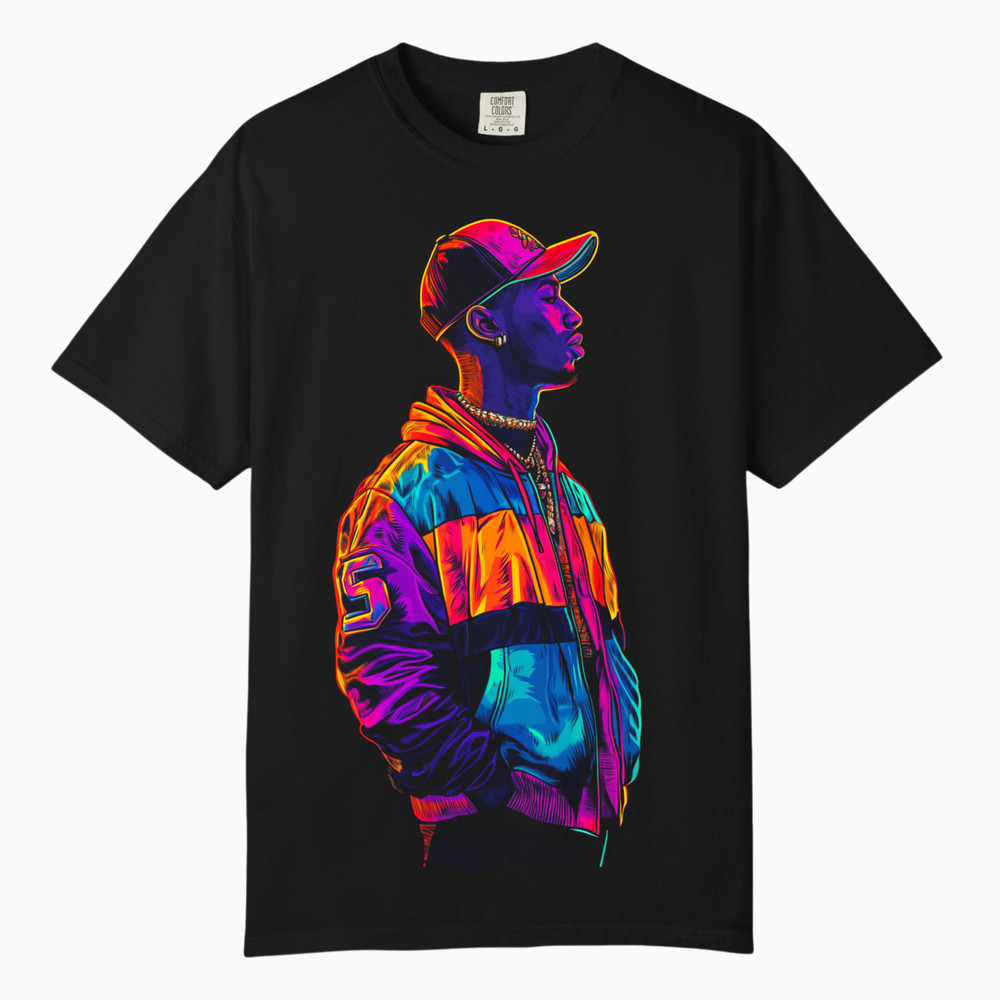 Mens Neon Hip Hop Urban Tee Shirt, Comfort Colors T Shirt, Unisex Streetwear Tee