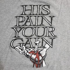 Vtg Lords Gym T Shirt Mens 2XL Gray Ringer Bodybuilding Jesus His Pain Your Gain