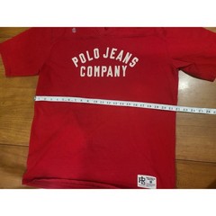 Vintage Polo Jeans Co. Ralph Lauren Red Football Jersey V-Neck Shirt Size M-64