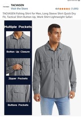 TACVASEN Men’s Long Sleeve Quick Dry Tactical Fishing Shirt