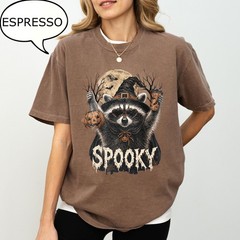 Cute Spooky Raccoon Shirt Halloween Raccoon Moon Pumpkin Season Fall Gift Tee