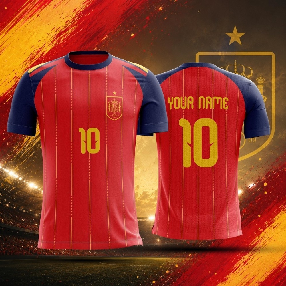 HOT NEW! Custom Spain Home 2026 Name And Number Soccer Gift For Fans