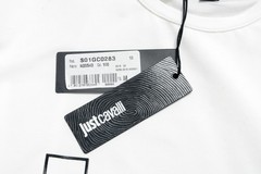Just Cavalli Men’s White Graphic Print Crewneck T-Shirt US 2XL IT 56