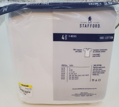 Stafford T Shirts Super Soft 100% Cotton V Necks Medium 4-Pack