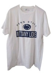 Russell T-Shirt Mens L White Graphic S/S Crew Neck Penn State Nittany Lions