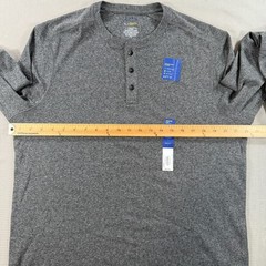 NWT Apt 9 Premier Flex Long Sleeve Henley Shirt Mens Large Gray Solid Stretch