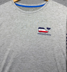VINEYARD VINES T Shirt Mens 3XL Gray Performance American Flag Long Sleeve NWT