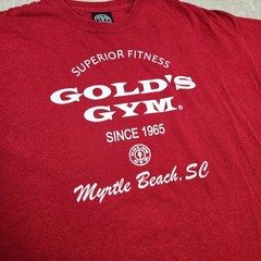 Golds Gym Shirt Men 2XL Bodybuilding Red Myrtle Beach USA Made Training