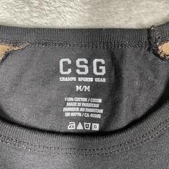 CSG Shirt Mens Medium Black Camo Raglan 3/4 Sleeve Baseball Tee Crew Neck Casual