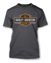 Harley-Davidson Men’s Elongated Orange Bar & Shield Charcoal T-Shirt 30291961