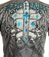 ARCHAIC by AFFLICTION Silver ARMY ANT Short Sleeve Slim Fit Y2K T-shirt NWT