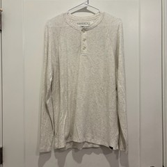 Faherty Cloud Cotton Henley Large Oatmeal Heather Grey Long Sleeve Pima Modal