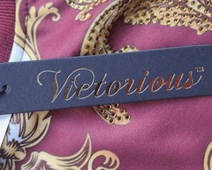Victorious Los Angeles Rhinestone Baroque T-Shirt – Burgundy Gold – Size: Small