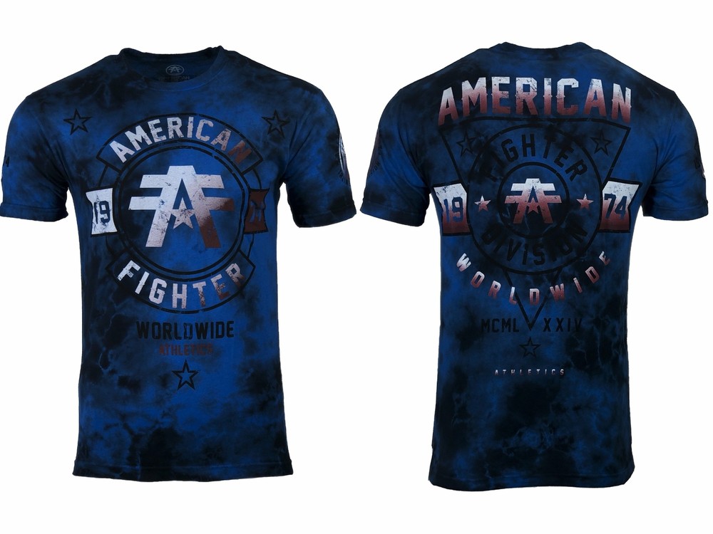 AMERICAN FIGHTER Men’s T-Shirt SILVER LAKE Athletic Multicolor Biker MMA S-5XL