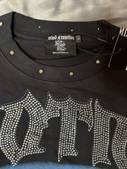Mixed Emotion Men’s X-Large Black Graphic Rhinestone Studded Crew Neck T-Shirt