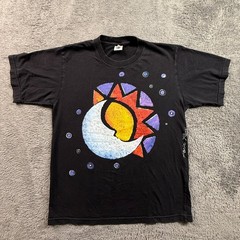 Vintage Italy Sun Moon Eclipse T-Shirt Sz M Peace Brand Hand-Painted Look Black