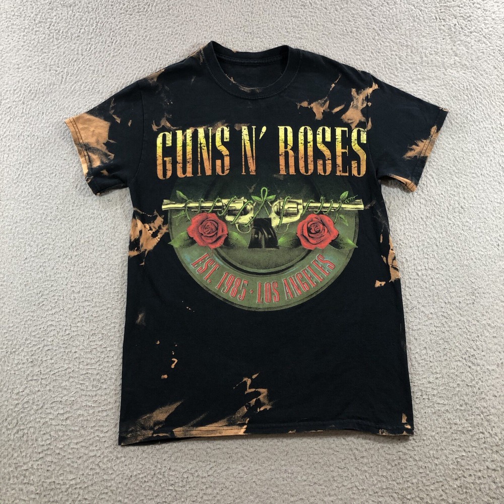 guns and roses t shirt Men’s S Black Bleach Spots Tie Dye Tour 2017