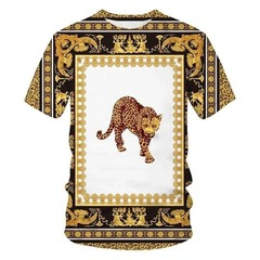 Luxury Baroque Style 3D Print Men’s T-shirts Fashion Round Neck Short Sleeve.