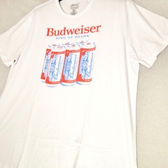 BUDWEISER SIX PACK BEER T SHIRT MENS XL TALL XLT WHITE PULLOVER BUD CERVEZA NWT