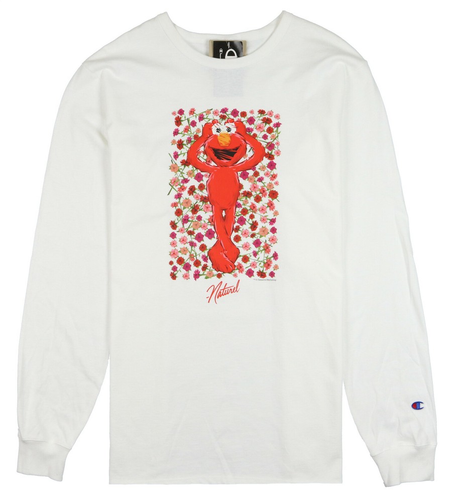 CHAMPION Sesame Street Elmo Floral Long Sleeve Shirt sz XL X-Large White Red