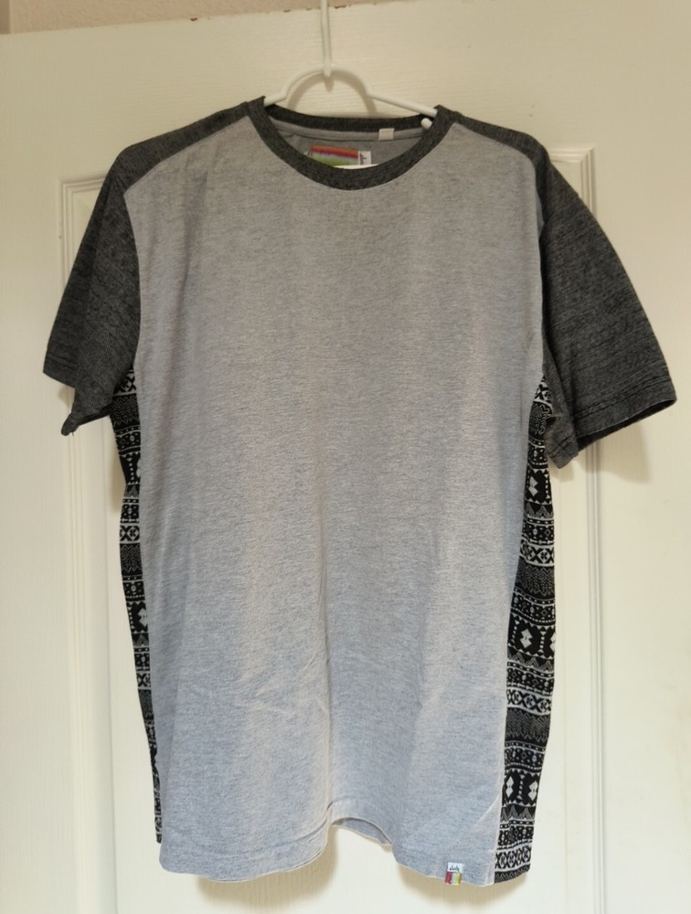 Slvdr 100% Cotton Henley T-Shirt Grey W/ Black Side Panels Men’s Size XL EUC