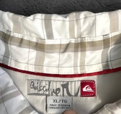 Quiksilver Thrashed Surf Plaid shirt Y2K Distresses Grey vintage 90s XL/TG